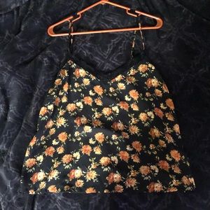 Black floral lace camisole tank